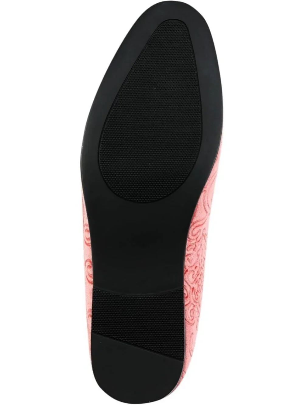 Amali Men's Coral paisley Embossed Velvet Loafer Satin Trim Slip On Tuxedo Shoes